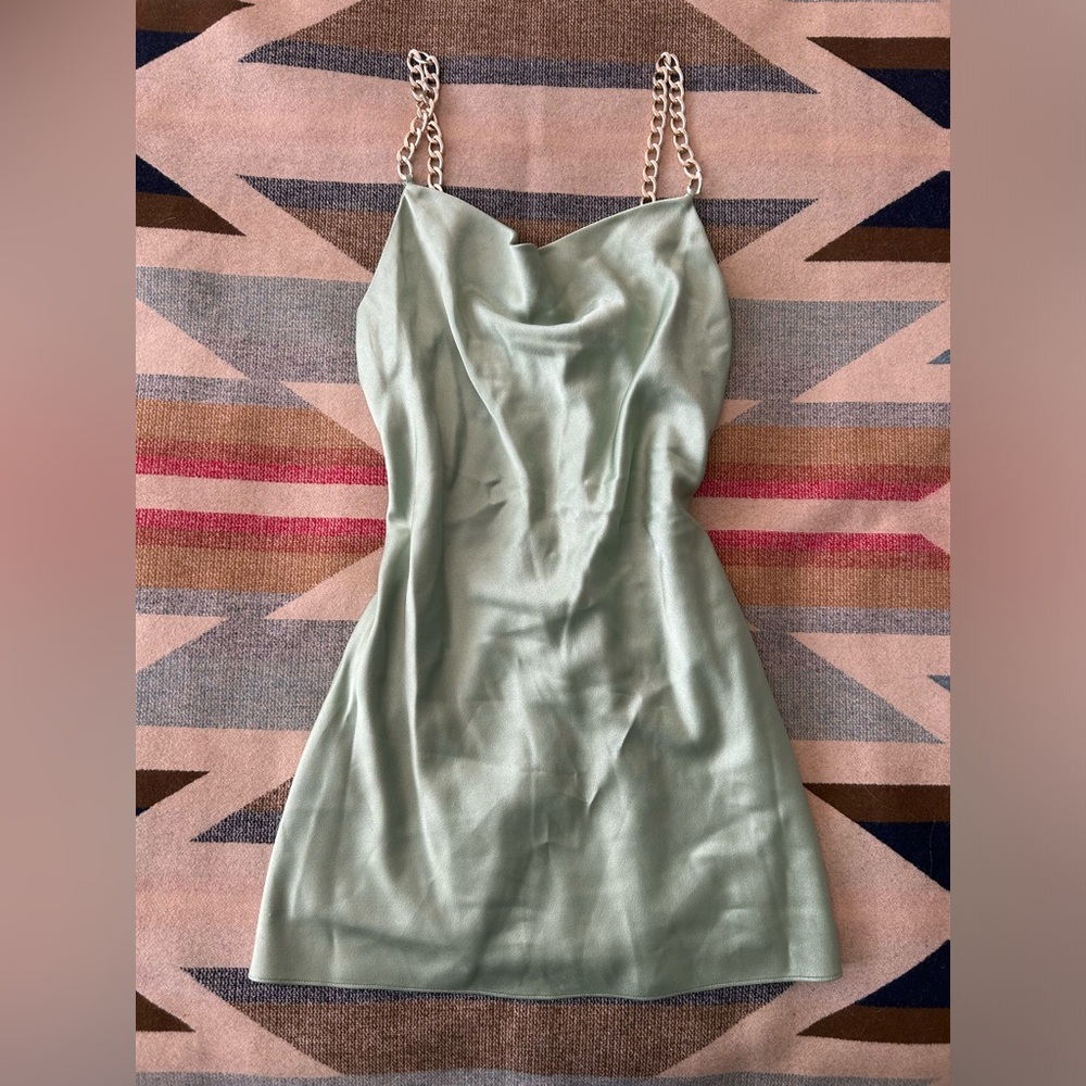 Alice + Olivia Sage Green Silk Dress